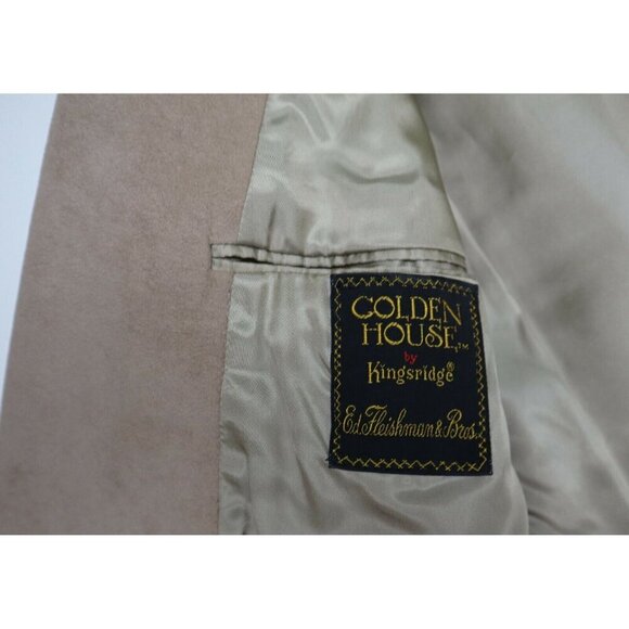 VINTAGE MEN'S BEIGE FAUX SUEDE BLAZER JACKET SPORT COAT - KINGSRIDGE - SIZE 42 - Picture 2 of 6